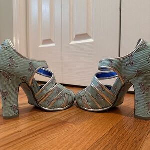 Irregular Choice Unicorn platform heels. NWOT light blue, 3”